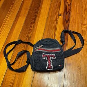 Tommy Hilfiger mini backpack logo mesh zipper blue denim